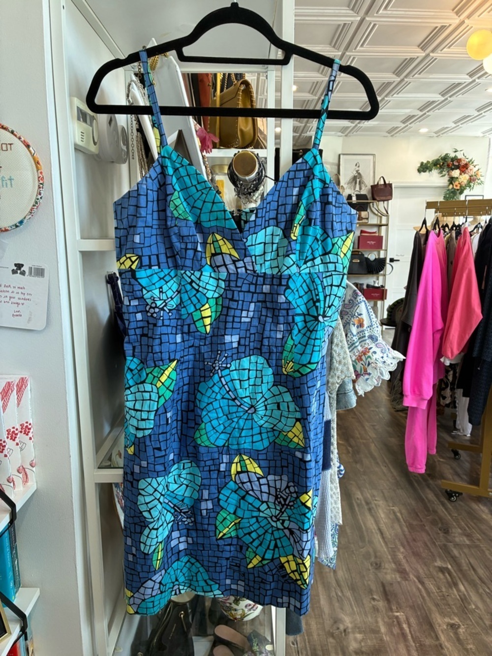 Lilly Pulitzer vintage Blue Mosaic Floral Sundress size 12